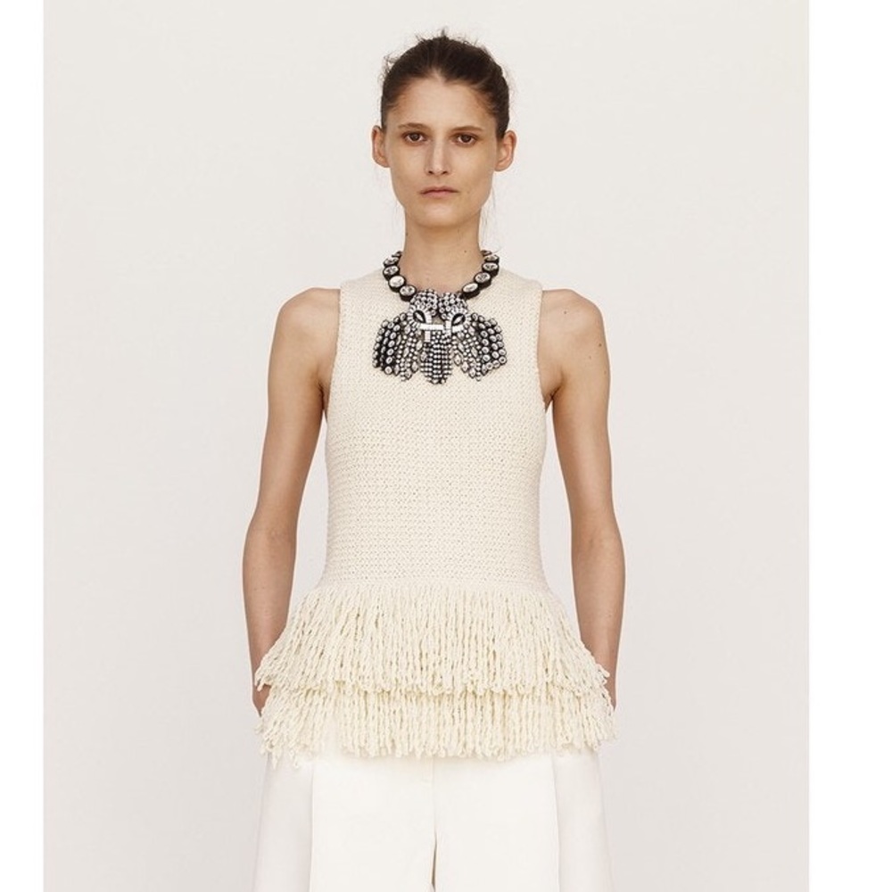 CELINE KNIT TANK SWEATER WITH FRINGE RESORT 2015